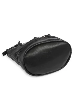 Run Around Umhängetasche genarbtes Leder schwarz