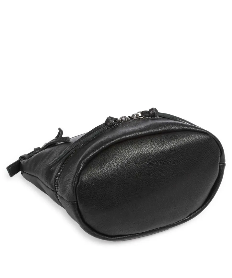 Run Around Umhängetasche genarbtes Leder schwarz