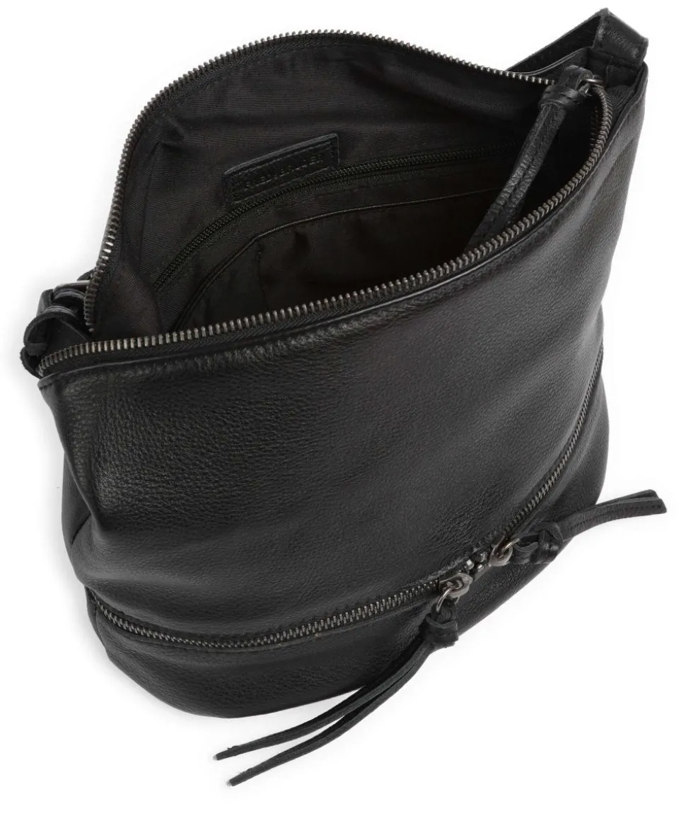Run Around Umhängetasche genarbtes Leder schwarz