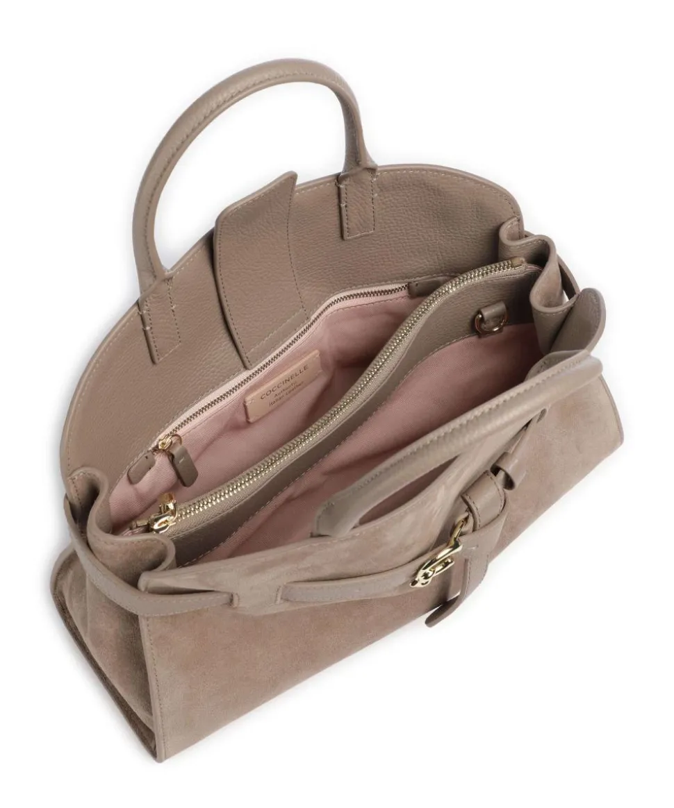 Sabine Suede Handtasche aufgerautes Leder taupe