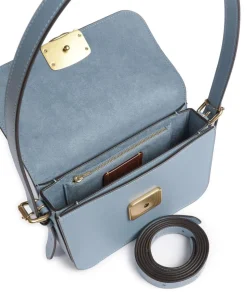 Sage Schultertasche fein genarbtes Rindsleder blaugrau