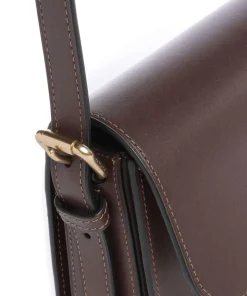 Sage Schultertasche fein genarbtes Rindsleder dunkelbraun