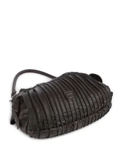 Say Hello Schultertasche genarbtes Leder dunkelbraun