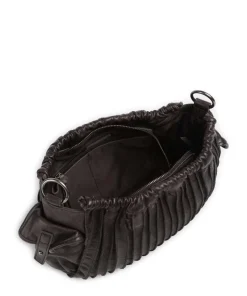 Say Hello Schultertasche genarbtes Leder dunkelbraun