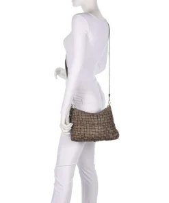 Schultertasche fein genarbtes Rindsleder stein