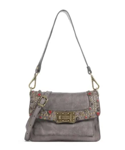 Schultertasche fein genarbtes Rindsleder grau