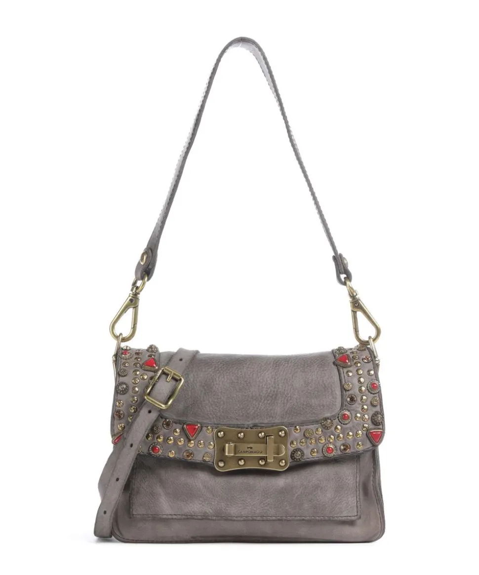 Schultertasche fein genarbtes Rindsleder grau