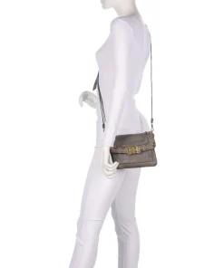 Schultertasche fein genarbtes Rindsleder grau