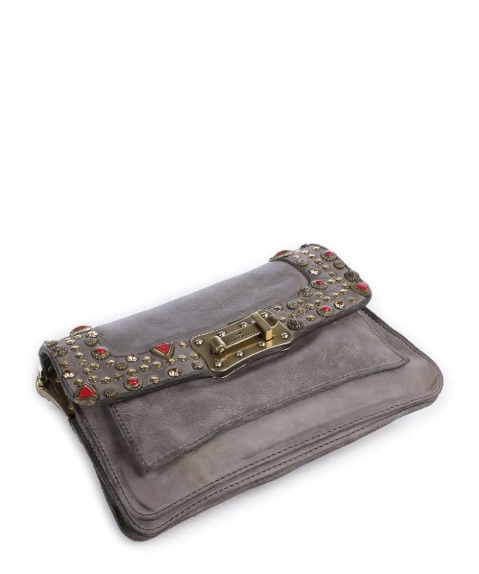 Schultertasche fein genarbtes Rindsleder grau