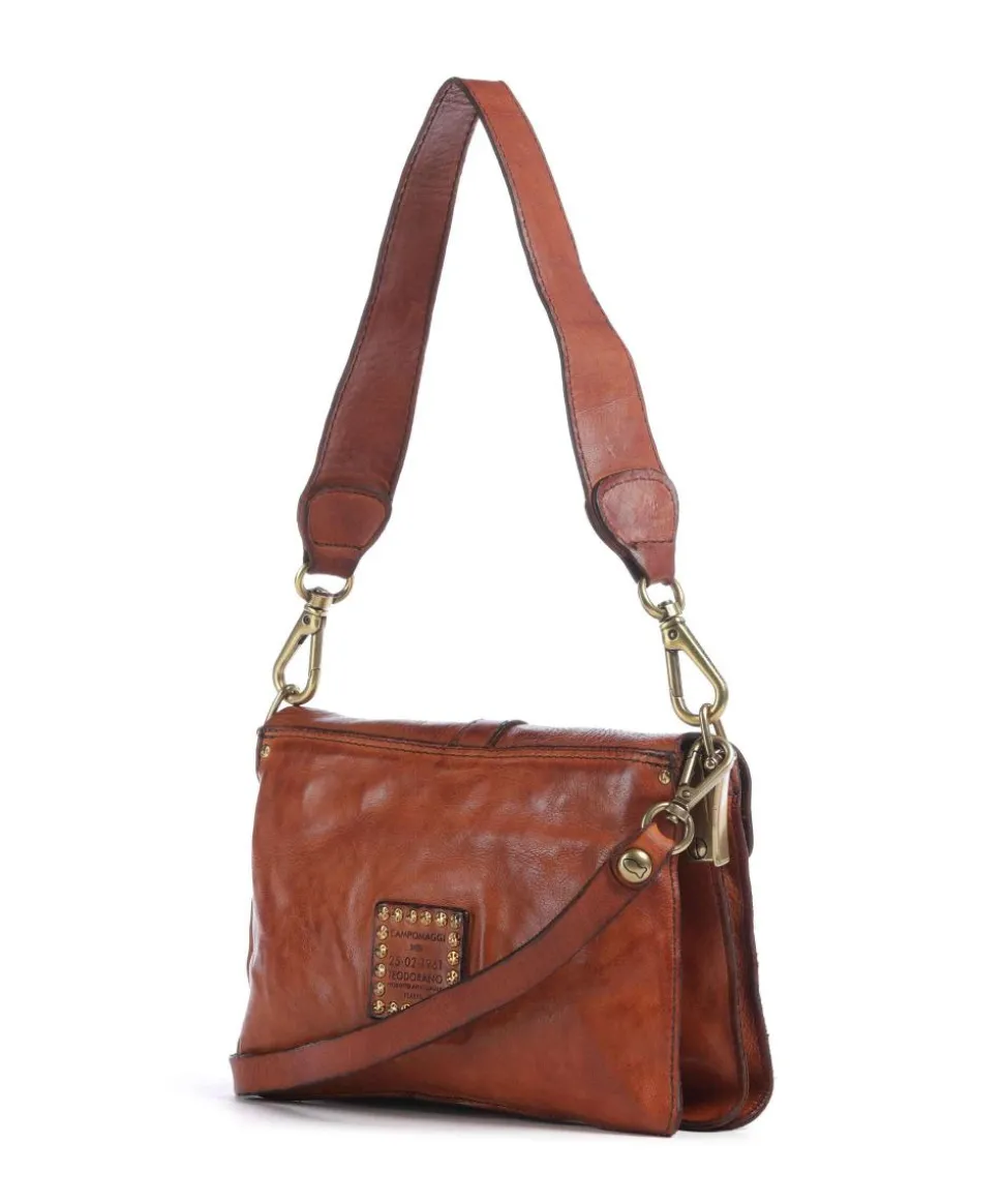 Schultertasche fein genarbtes Rindsleder cognac