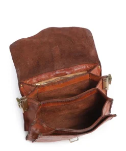 Schultertasche fein genarbtes Rindsleder cognac
