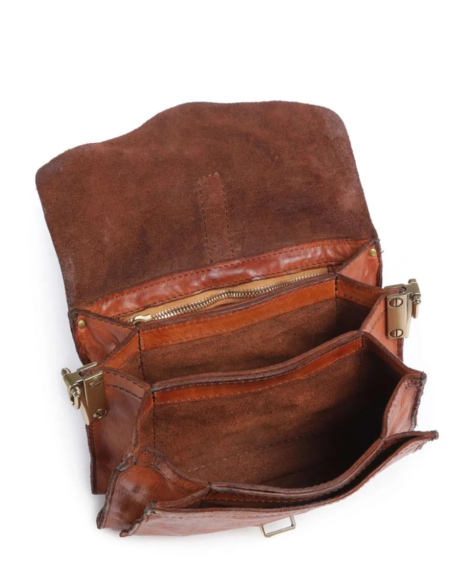 Schultertasche fein genarbtes Rindsleder cognac