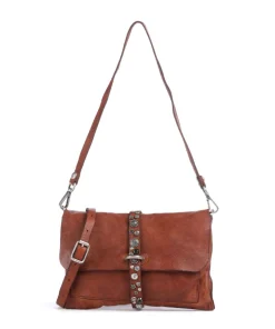Schultertasche fein genarbtes Rindsleder cognac