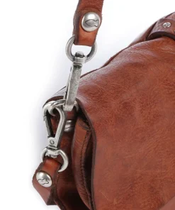 Schultertasche fein genarbtes Rindsleder cognac