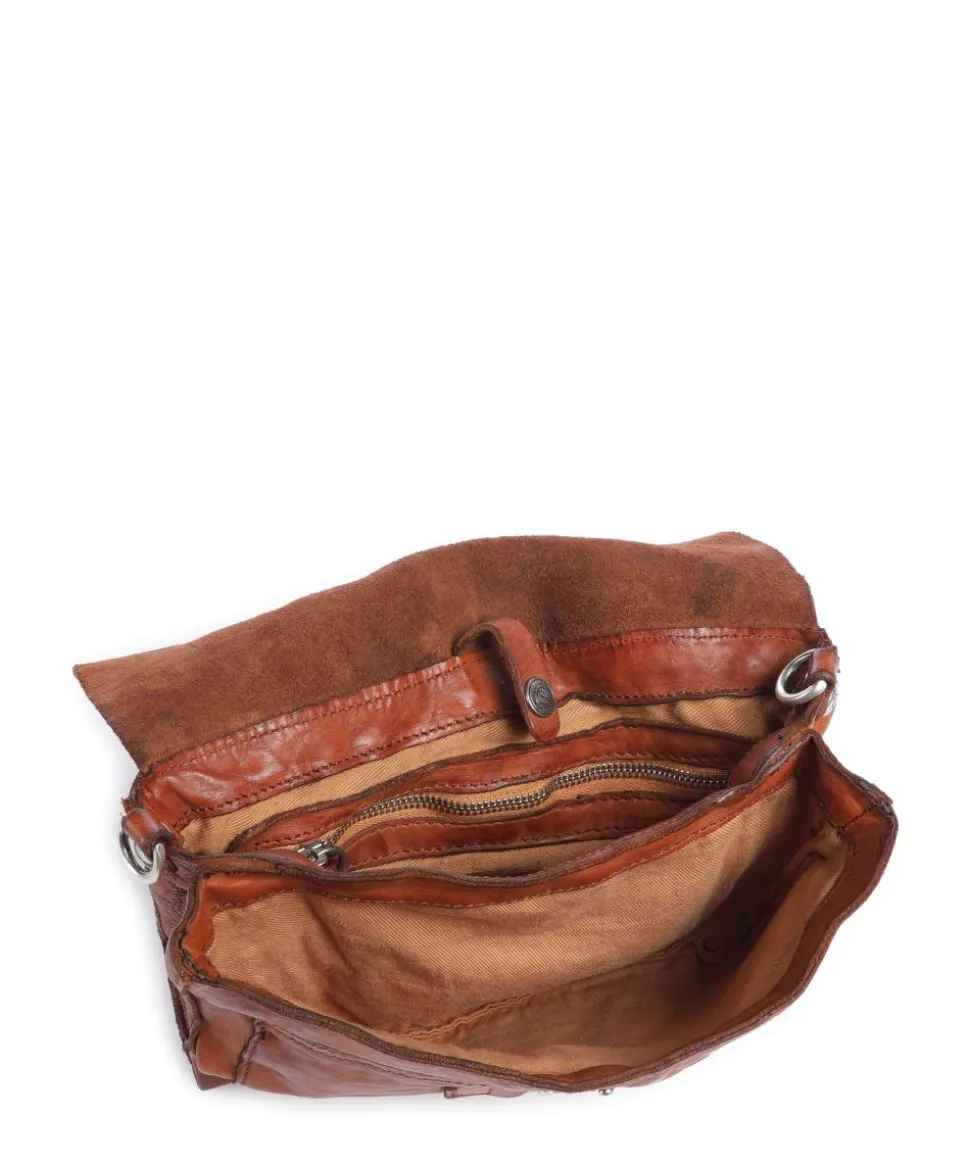 Schultertasche fein genarbtes Rindsleder cognac