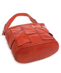 Schultertasche fein genarbtes Rindsleder orange