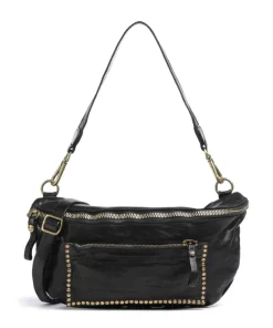 Schultertasche fein genarbtes Rindsleder schwarz