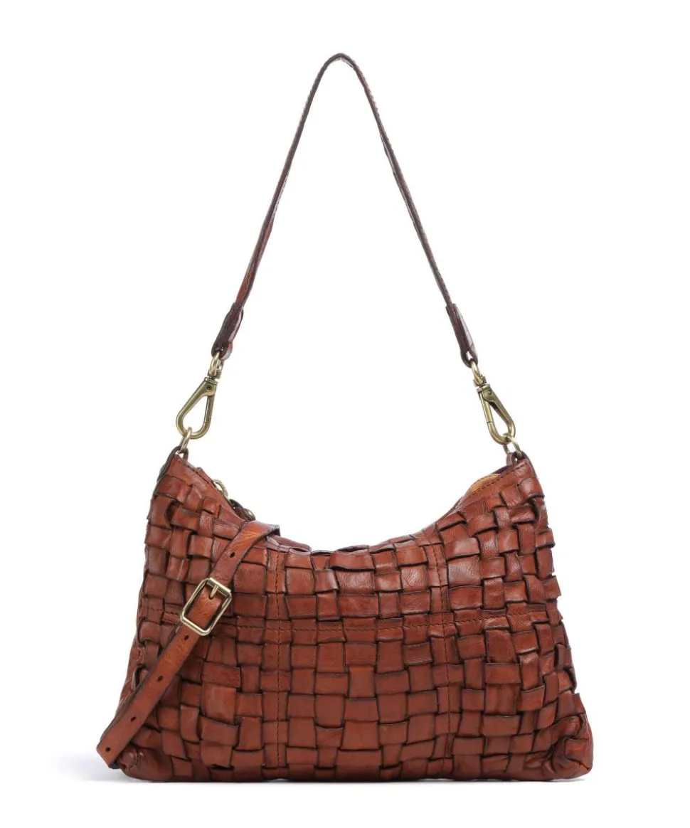 Schultertasche fein genarbtes Rindsleder cognac