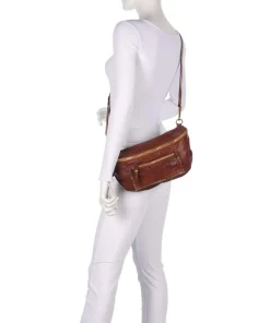 Schultertasche fein genarbtes Rindsleder cognac