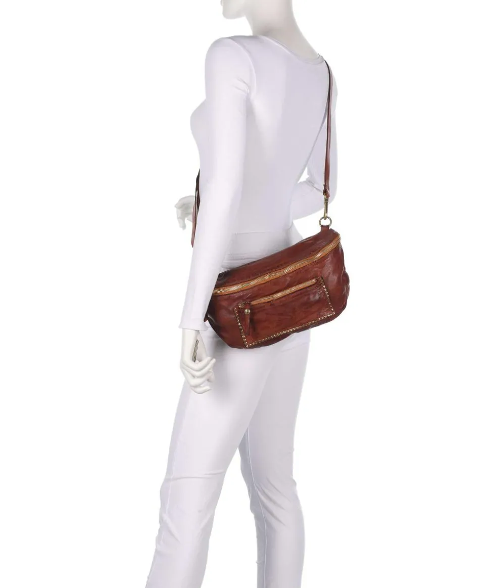 Schultertasche fein genarbtes Rindsleder cognac