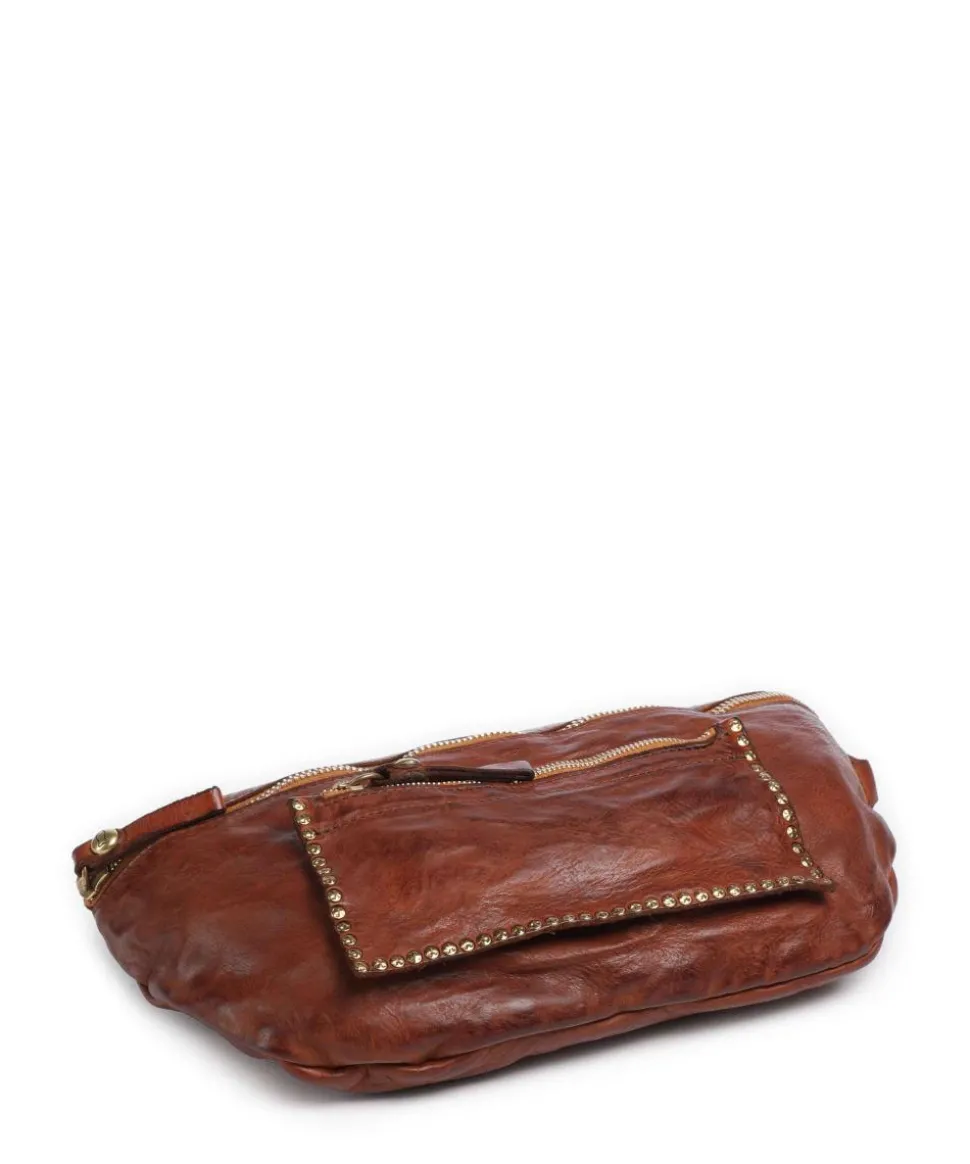 Schultertasche fein genarbtes Rindsleder cognac