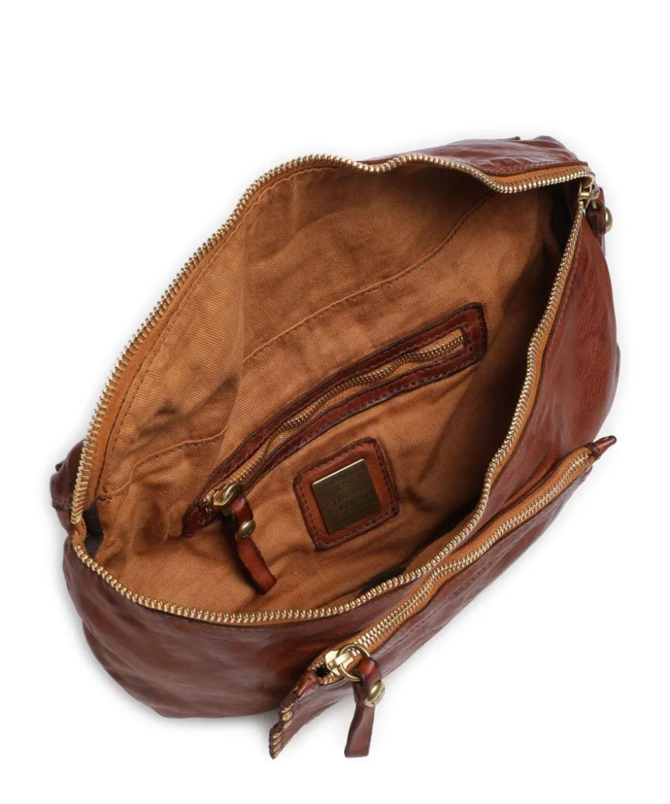 Schultertasche fein genarbtes Rindsleder cognac