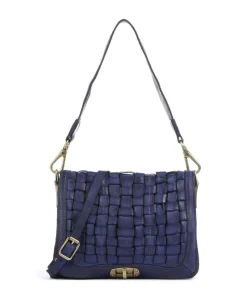 Schultertasche fein genarbtes Rindsleder dunkelblau