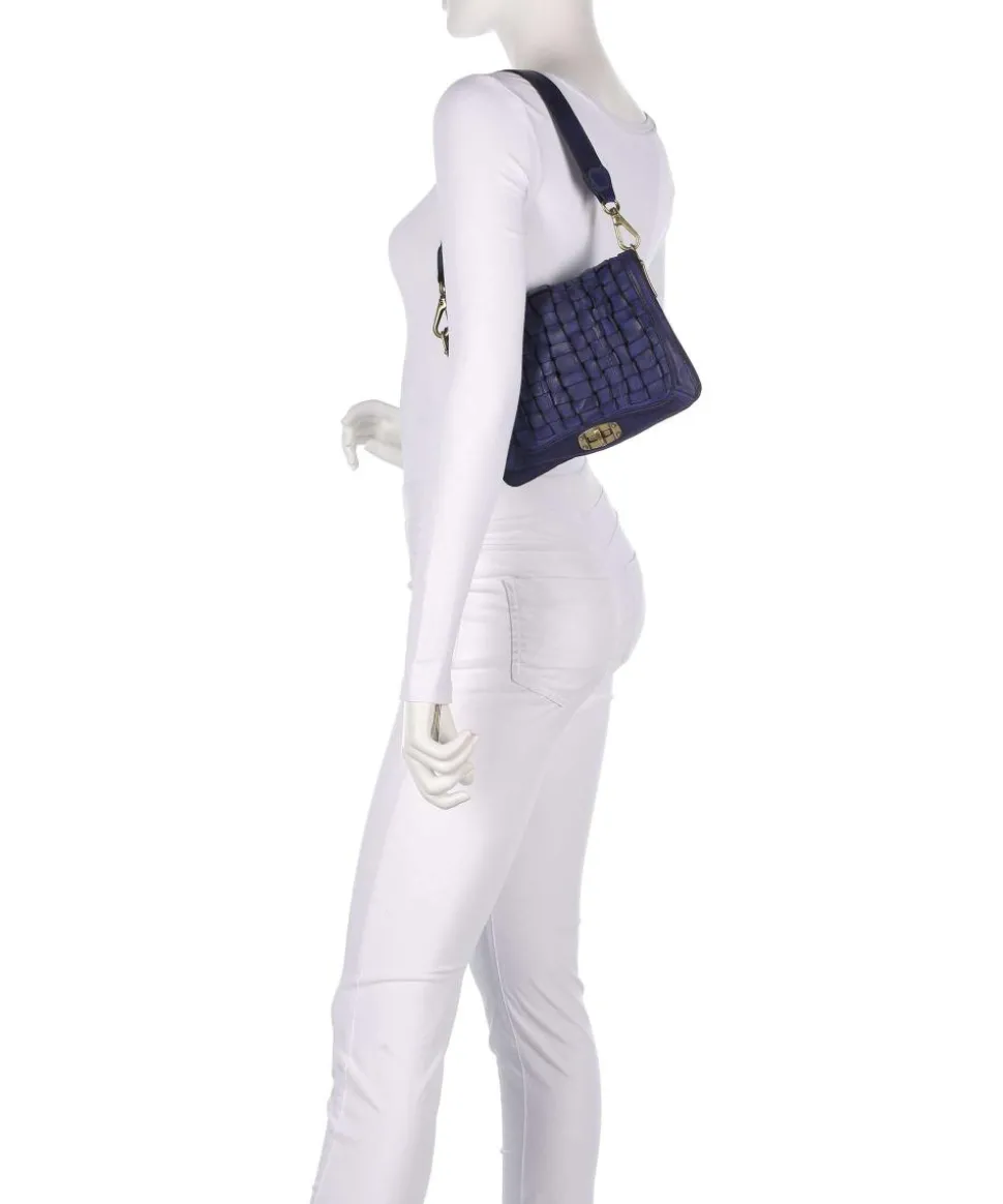 Schultertasche fein genarbtes Rindsleder dunkelblau