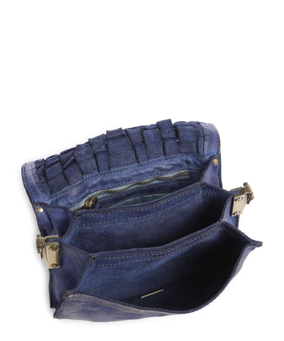 Schultertasche fein genarbtes Rindsleder dunkelblau