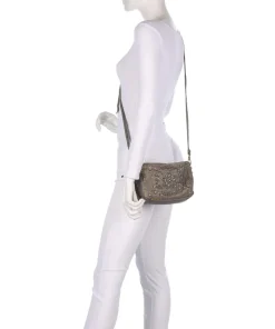 Schultertasche fein genarbtes Kalbsleder grau