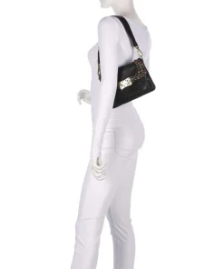 Schultertasche fein genarbtes Rindsleder schwarz