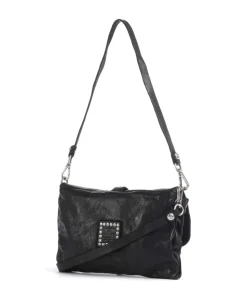 Schultertasche fein genarbtes Rindsleder schwarz