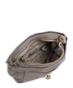 Schultertasche fein genarbtes Rindsleder grau