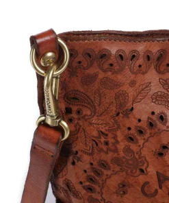 Schultertasche fein genarbtes Rindsleder cognac