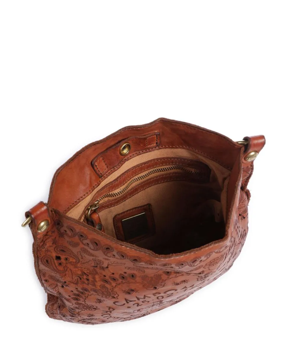 Schultertasche fein genarbtes Rindsleder cognac