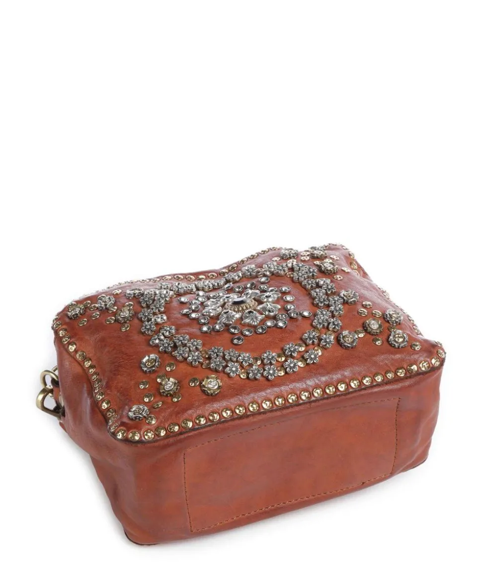 Schultertasche fein genarbtes Kalbsleder cognac