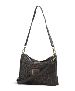 Schultertasche fein genarbtes Rindsleder dunkelgrau