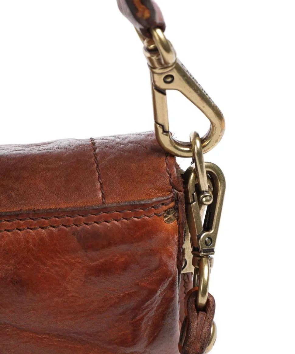 Schultertasche genarbtes Rindsleder cognac