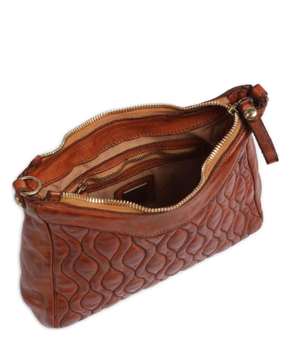 Schultertasche genarbtes Rindsleder cognac
