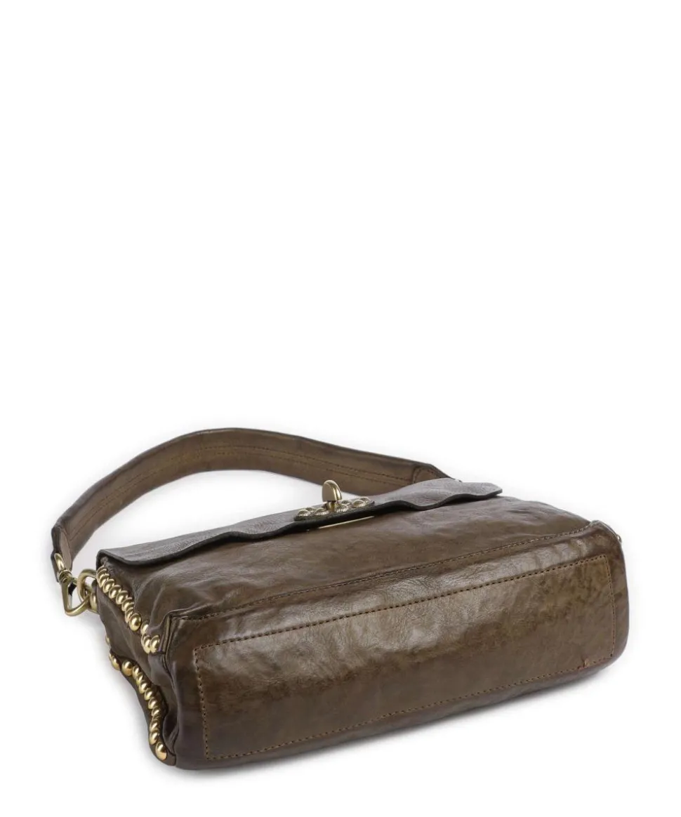 Schultertasche genarbtes Rindsleder olivgrün