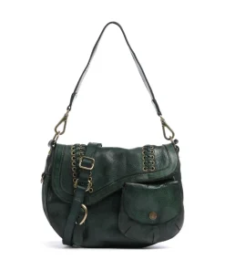 Schultertasche genarbtes Rindsleder dunkelgrün