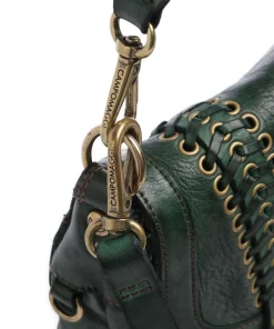 Schultertasche genarbtes Rindsleder dunkelgrün