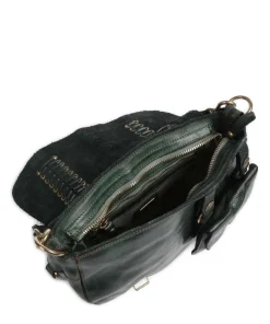 Schultertasche genarbtes Rindsleder dunkelgrün