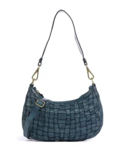 Schultertasche genarbtes Rindsleder dunkelblau