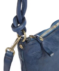 Schultertasche genarbtes Rindsleder dunkelblau