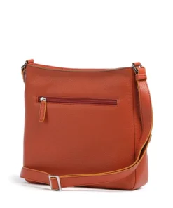 Schultertasche genarbtes Rindsleder terrakotta