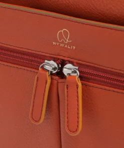 Schultertasche genarbtes Rindsleder terrakotta