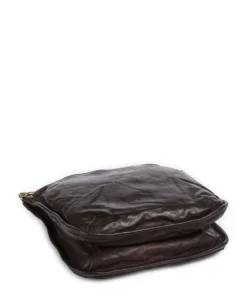 Schultertasche genarbtes Rindsleder dunkelbraun