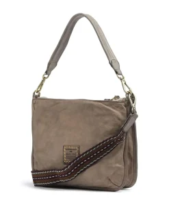Schultertasche genarbtes Rindsleder beige