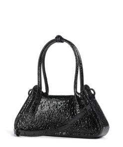 Schultertasche Lederimitat schwarz